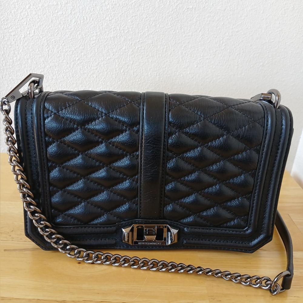 Rebecca Minkoff Black Quilted Leather Love Crossbody Bag